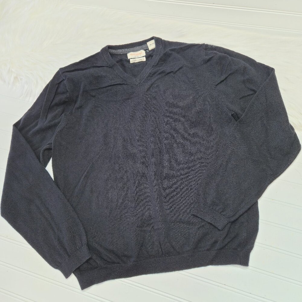 Original Weatherproof Vintage Cotton Cashmere V-Neck Pullover Men's Sweater Med